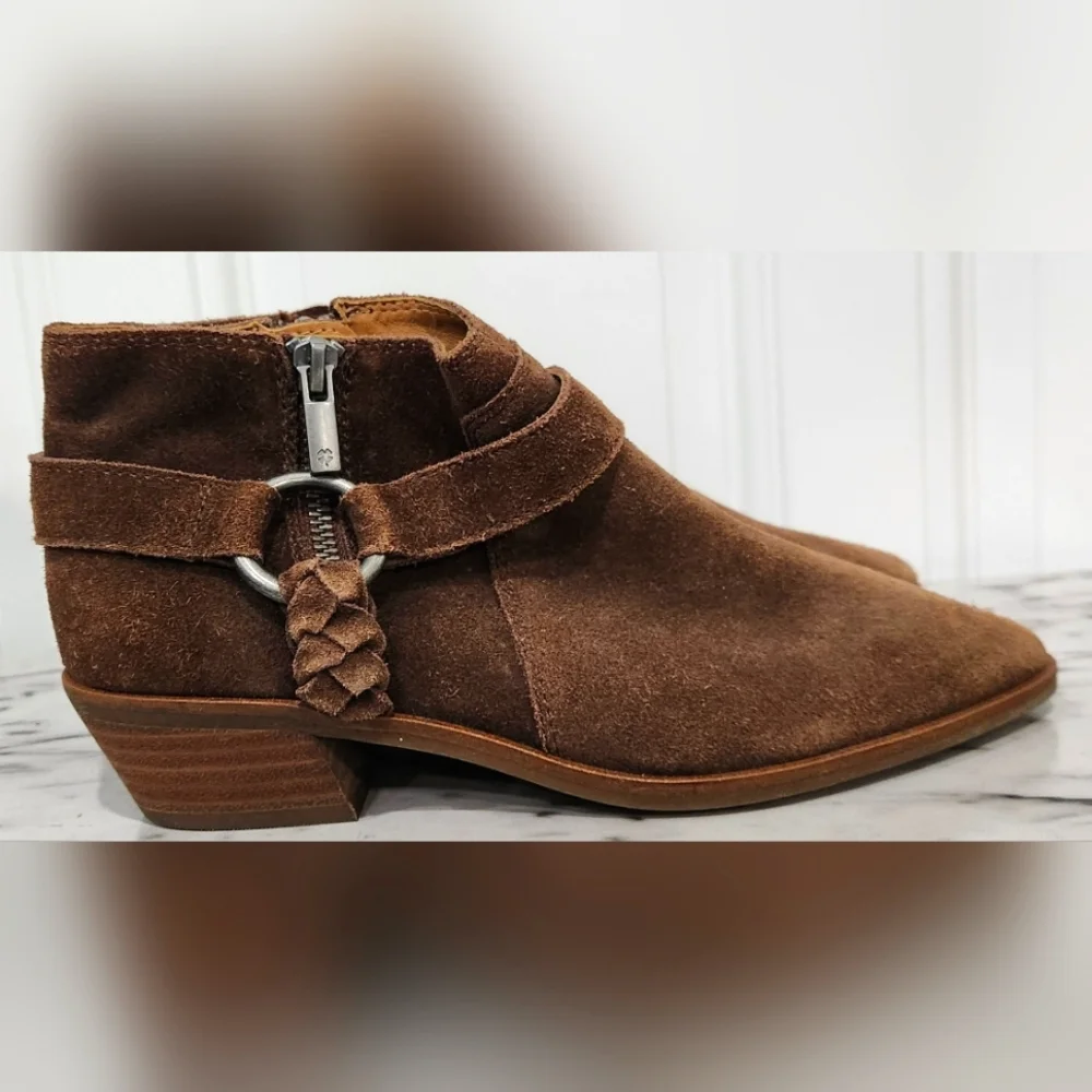 Lucky Brand brown leather suede pointed ankle boots women's size 6